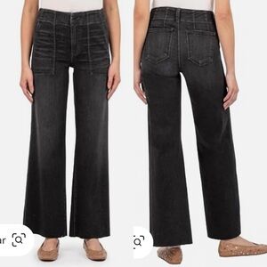 Kut from the Kloth Meg High Rise Wide Leg Raw Hem Jeans, 6